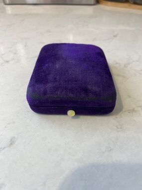 Antique Purple Velvet Jewelry Box with Mother of pearl button